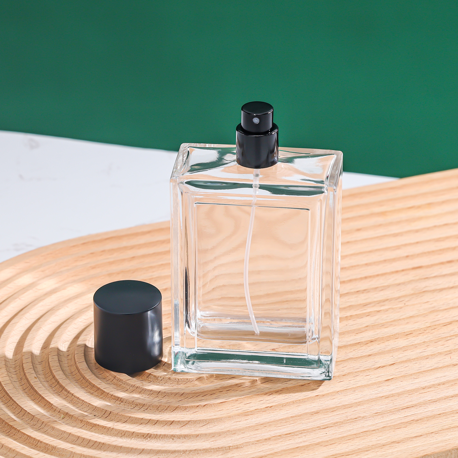 Luxury 30ml 50ml 100ml Custom Empty Square Glass Perfume Bottle Round Flat Shape With Roll Sealing Essential Cosmetics Packing