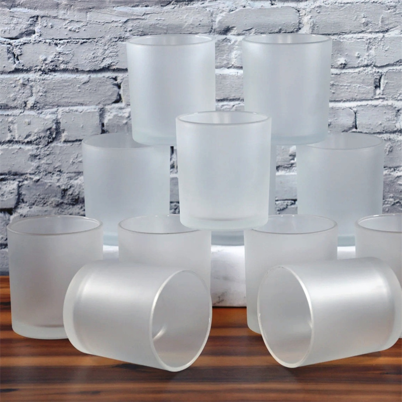 10oz Empty Clear Frosted Candle Glass With Bamboo or Flat Top Metal Lid & Gift Box