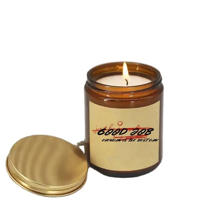250ml 8oz Dark Amber Glass Candle Jar with Lid Empty for Scented Candles
