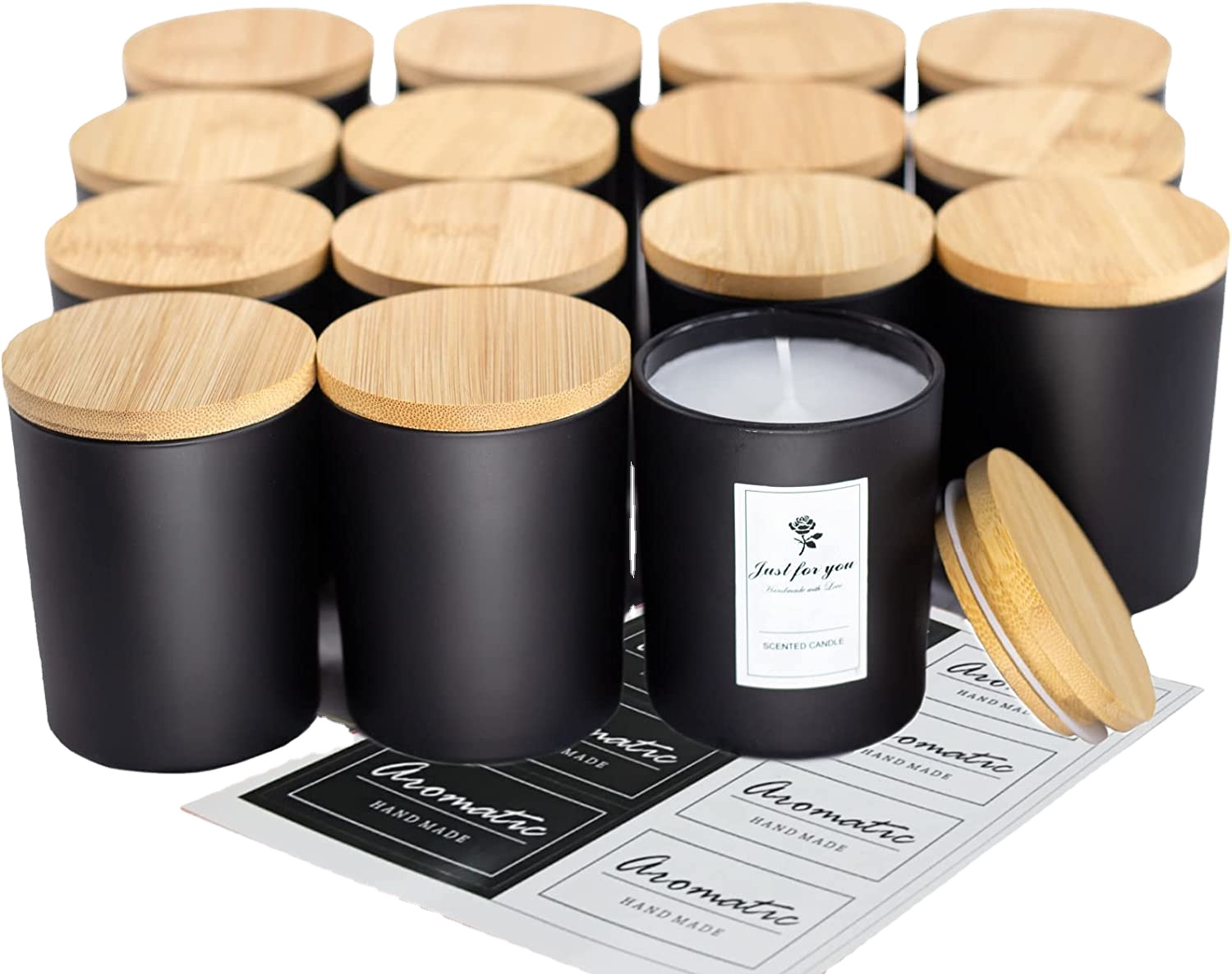 8oz 10oz 14oz Luxury Matte Black Mexico Glass Candle Jar Holder & Lanterns With Lid and Box for Candle Making Decorate