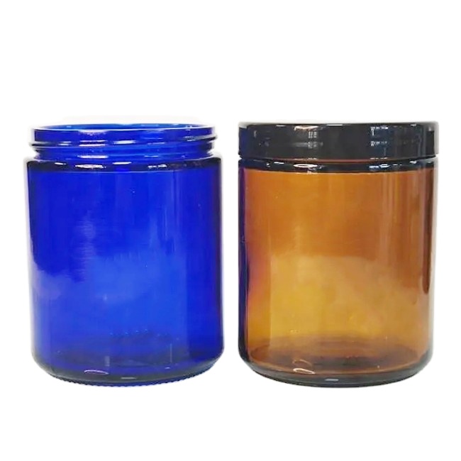 8 OZ Thick Amber Round Glass Jar With Black Metal Lid Empty Candle Making Jar Food Storage Container Mason Jar for Powder Liquid