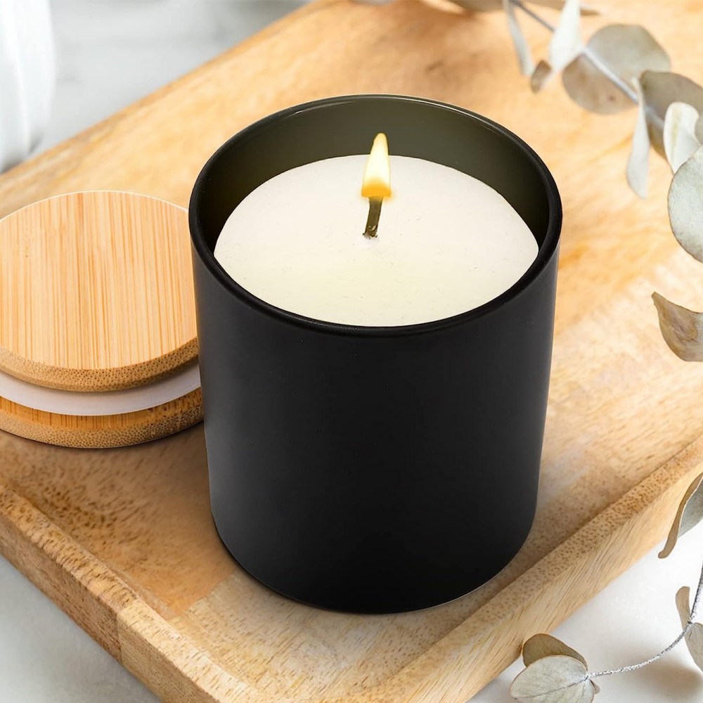 AGH China USA CA Warehouse 10oz Frosted Clear Sublimation Blanks Small Tealight Glass Candle Jar With Wooden Lid