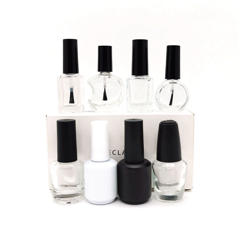 Wholesale 5ml 8ml 10ml 12ml 15ml Clear Empty Cosmetic Nail Polish Glass Bottle With Brush Cap Glass Nail Gel Bottle Containers