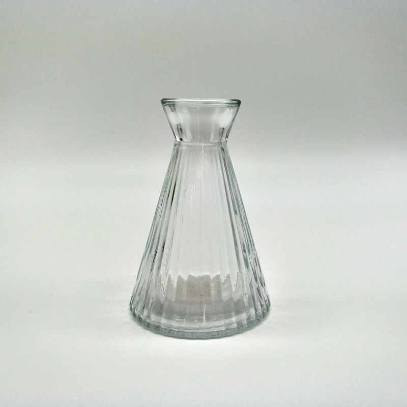 Luxurious Handmade Double Wall Cone Shape Clear Glass Reed Diffuser Bottle Fragrance Diffuser Jar With Ball Lid
