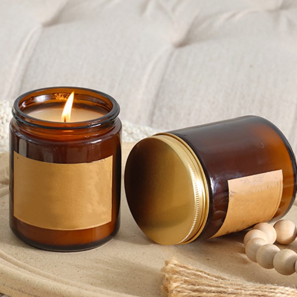 4 oz 8 oz 16 oz Empty Glass Jar With Aluminum Plastic Metal Lid for Scented Amber Candles Pattern Storage Food Chemical Use
