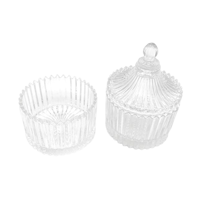 Wholesale High Quality Crystal Geo Cut Empty clear Candle Jars Glass for Candle Making Wedding Party