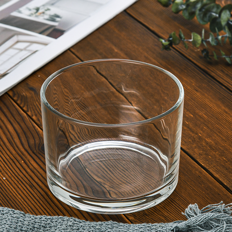 High Quality Transparent Matte Black Round Glass Candle Jars Wooden Cap 4oz 6oz 8oz 12oz 16oz Hot Stamping Household Products