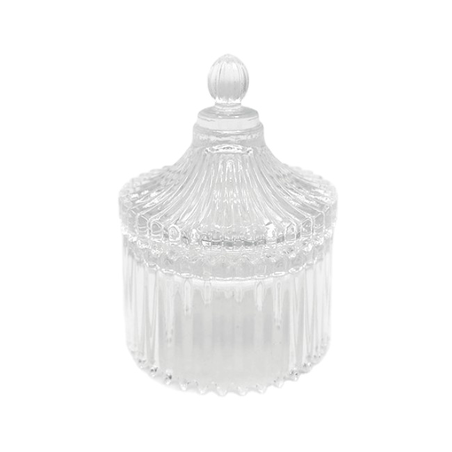 Empty Luxury Chocolate Electroplate Hand Blown Glass Making Clear Holder Candle Jar With Lid