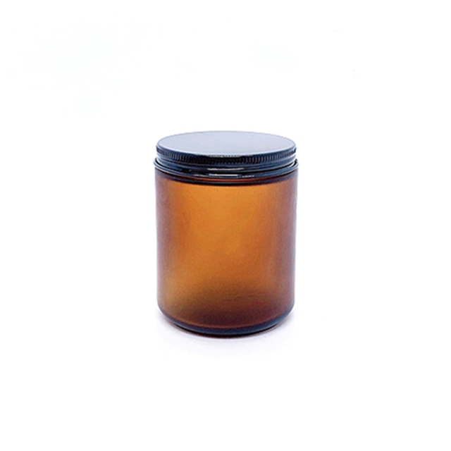 In-Stock 250ml 9oz Straight Sided Jar Blue Amber Clear Soy Glass Jar With Meta Lid for Scented Candle Hot Stamping Surface