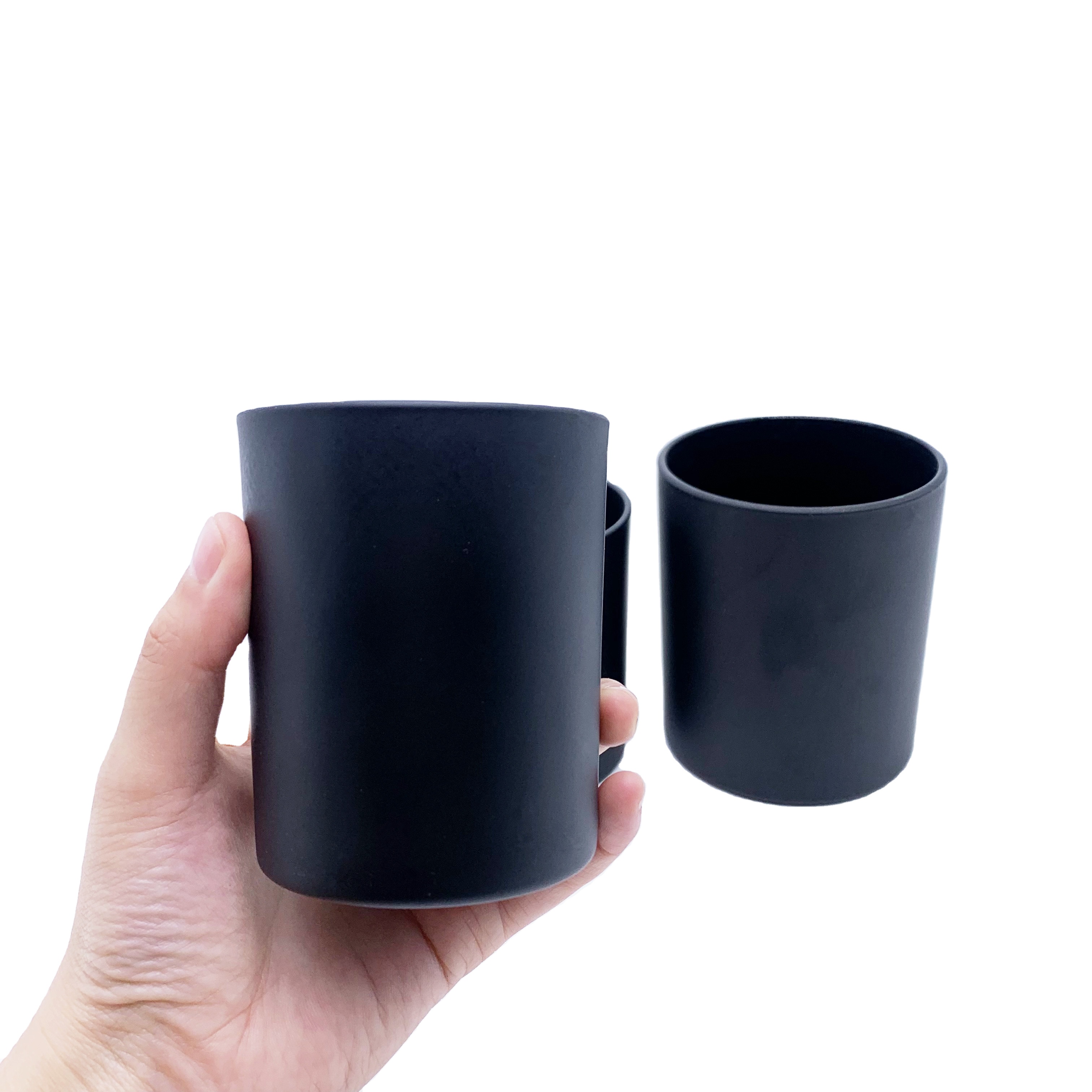 Wholesale Empty Matte Frosted White Black clear Glass Candle Jars With Wooden Lids for Candle Making