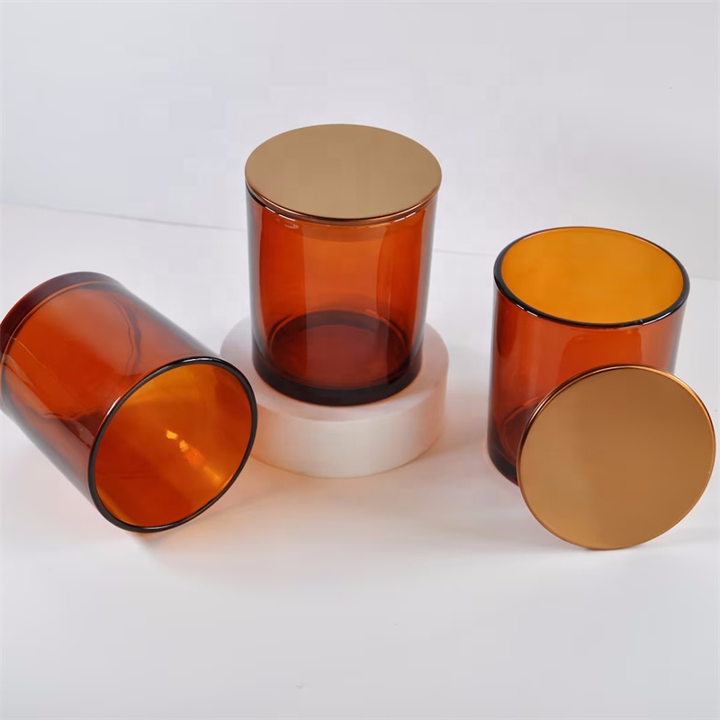 6oz 7oz 8oz Empty Candle Jars with Metal  Lids Frosted Brown Glass Candle Jars for Making Candles Reusable