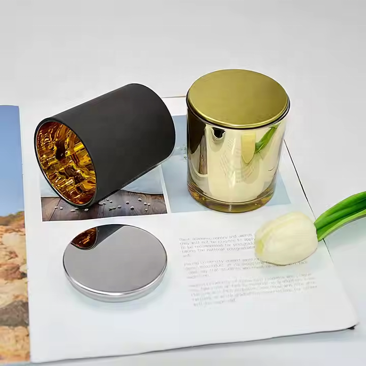 Low MOQ Wholesale Glass Candle Jars with Airtight Metal Lids, Customize Logo Empty Candle Jars for Making Candles
