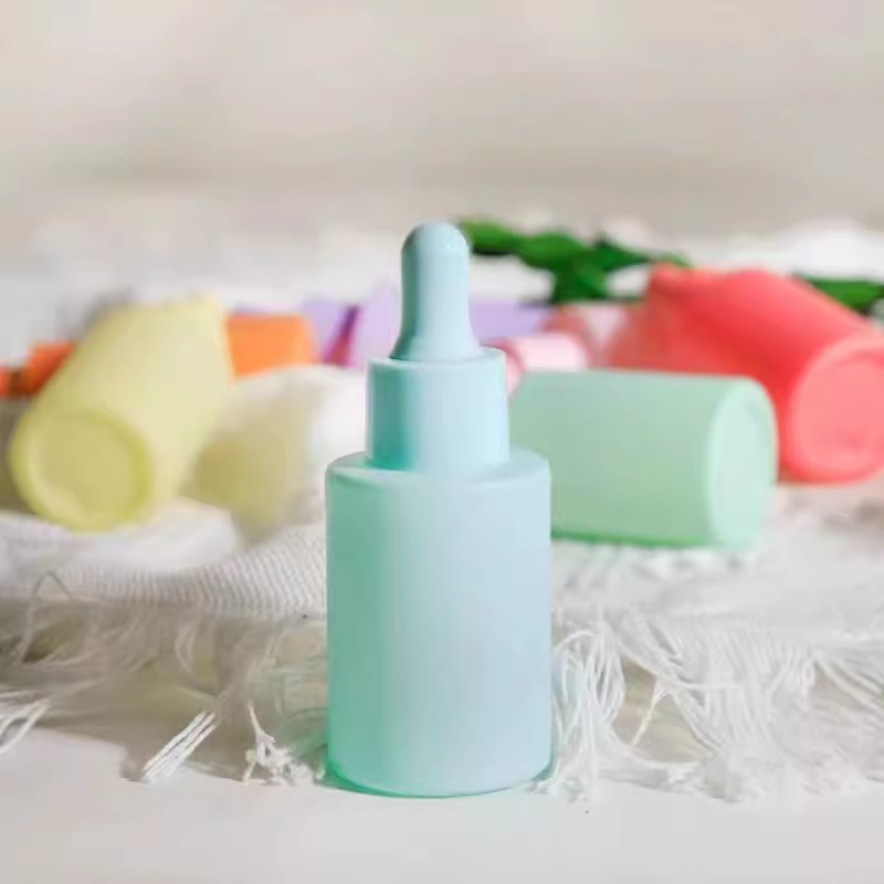 Custom Glass Cosmetic Serum Bottle 30 Ml 1oz White Black Silver Frosted Flat Shoulder Dropper Bottle for Essential Oils 30ml glass jar glass bottle