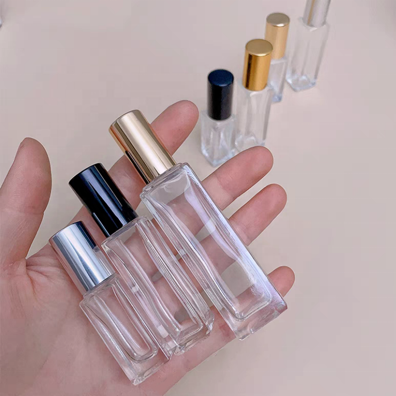 5ml 10ml 15ml 30ml Custom Empty Square Roller Ball Clear Small Perfume Essential Oil Glass Roll on Bottle