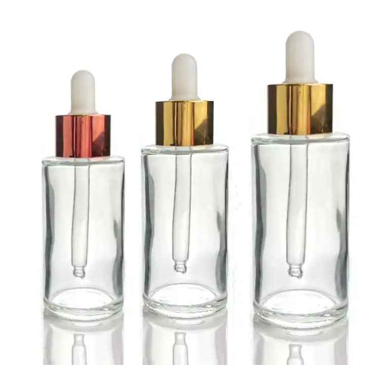 Amber Clear Frosted 1 oz 30 ml Flat Shoulder Cylinder Glass Dropper Bottle Serum Essential Oil Mascara Eye Drop Screen Printing