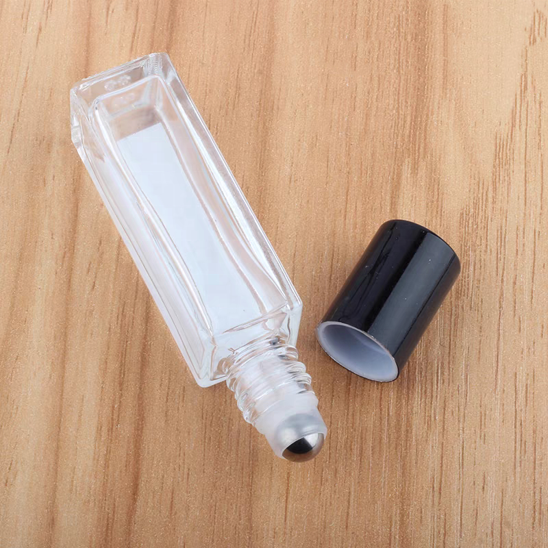3ml 6ml 8ml 10ml Square Glass Essential Oil Roller Perfume Roll on Bottle with Stainless Steel Metal and Plastic Roller Ball
