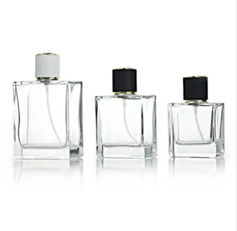 High Quality Luxury Square Design 30ml 50ml Glass Empty Customized Spray Perfume Bottle With Lid factory price