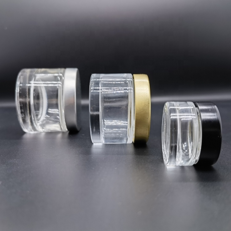 10g 15g 30g 60g 100g Clear Frosted Bottle Cosmetic Face Body Cream Oil Glass Concentrate Powder Jar With Metal Cap