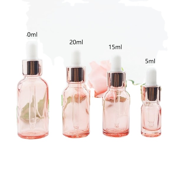 Cosmetic Packaging 30ml 50ml 100ml Hair Oil Essential Oil Perfume Pink Rose Gold Glass Dropper Bottle for Skin Care Packaging