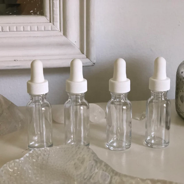 30ml Boston Round clear Glass Bottle Essential Oil Small Round Empty Bottle