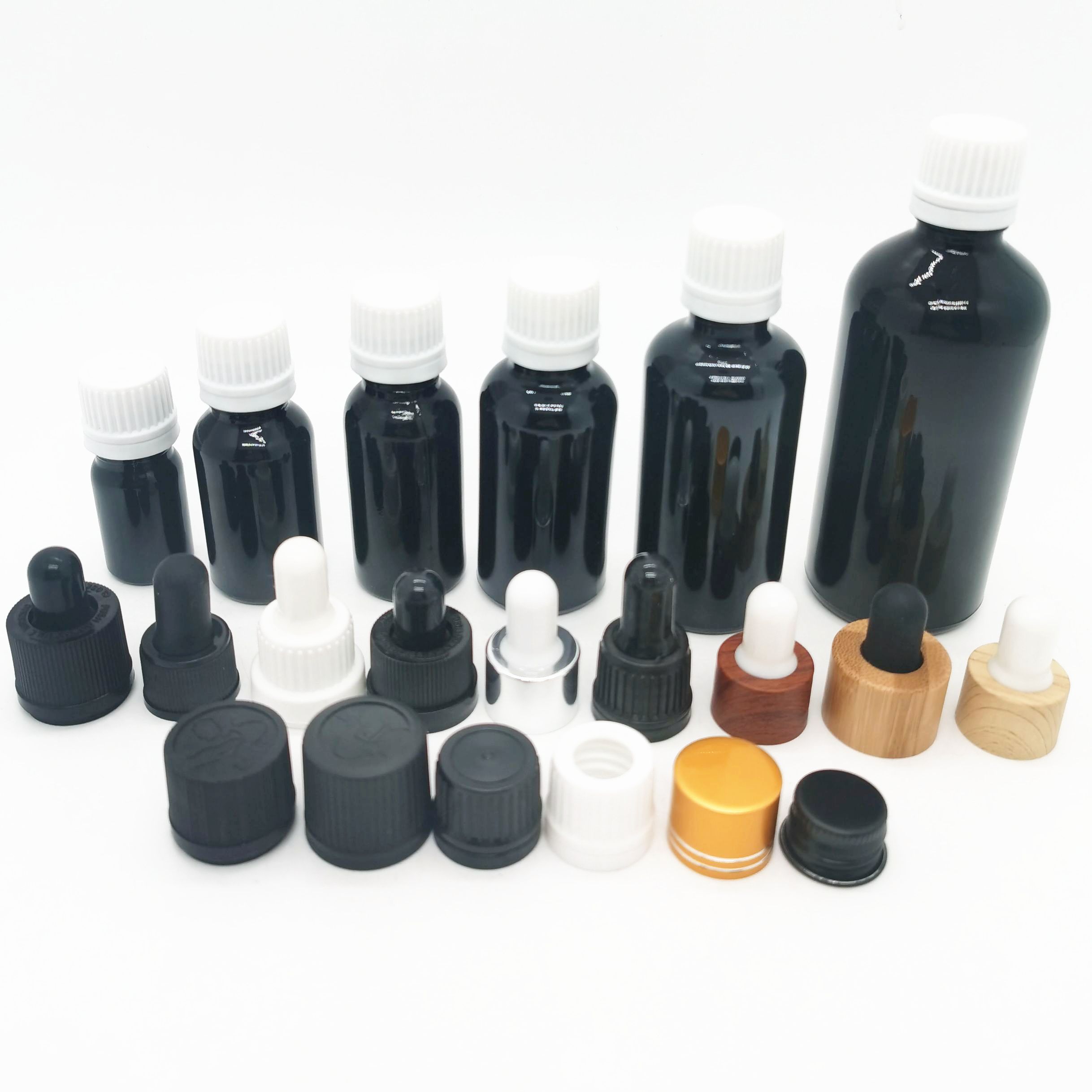 Wholesale Tempered Black Essential Oil Glass Dropper Bottle Empty 30ml Matte Black Glass Bottle With Dropper