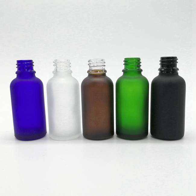 Luxury 30ml Custom Glass Dropper Bottle Matte Black White Pink Green Blue for Cosmetic Use With Colorful Dropper