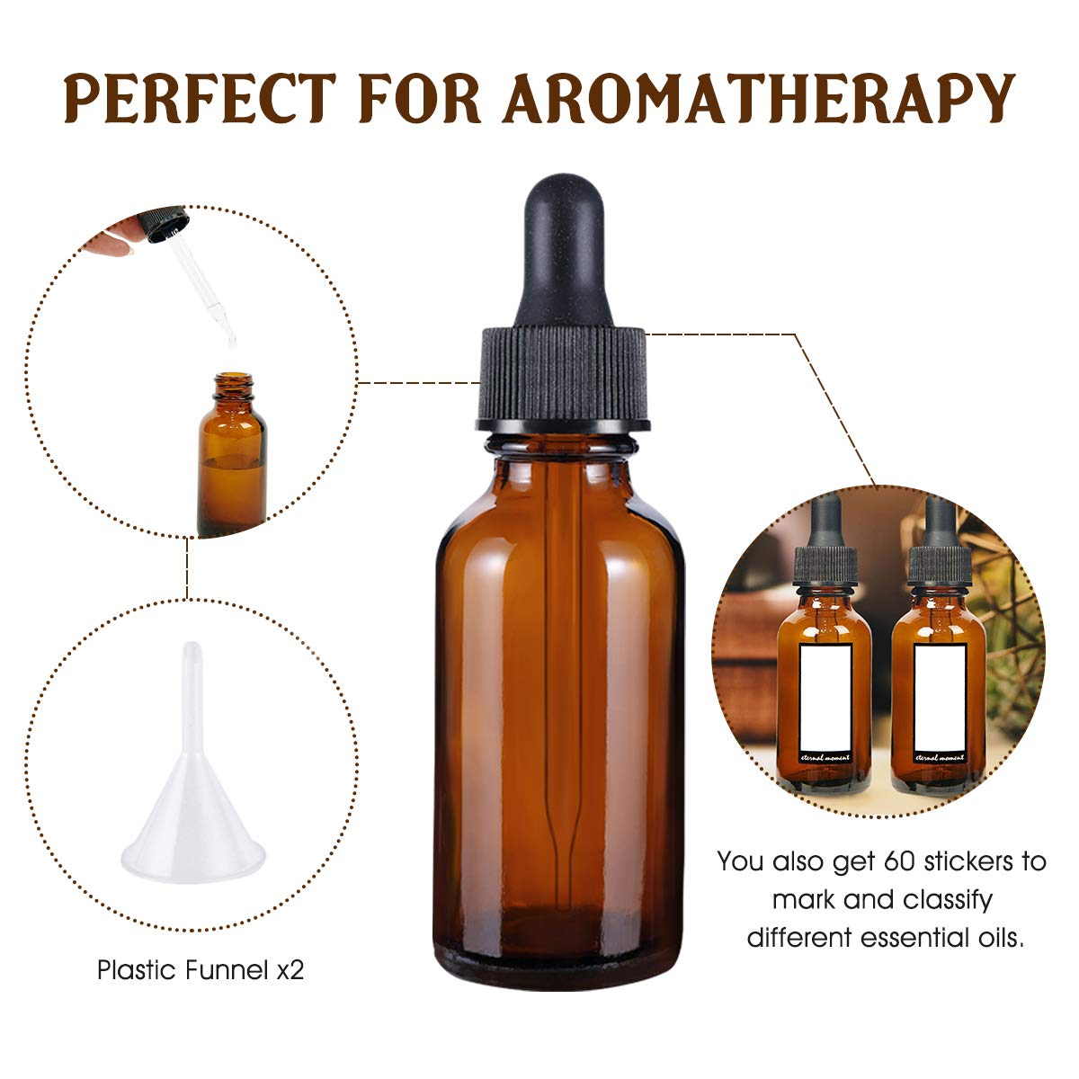 1oz 2oz 4oz 15ml 30ml 60ml 120ml 1 2 4 Oz Amber Cosmetics Empty Essential Oil Face Serum Glass Dropper Bottles With Dropper