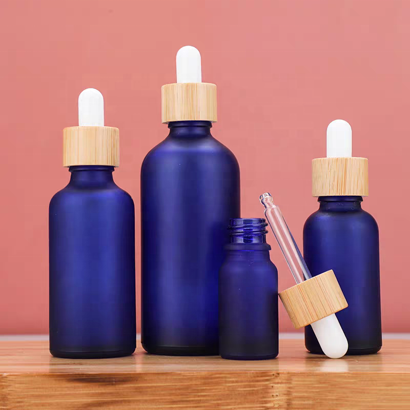 Wholesale Glass Dropper Bottle Matte Blue Essential Oil With Dropper 5ml 10ml 15ml 20ml 30ml 50ml 100ml Glass Bottle Packaging