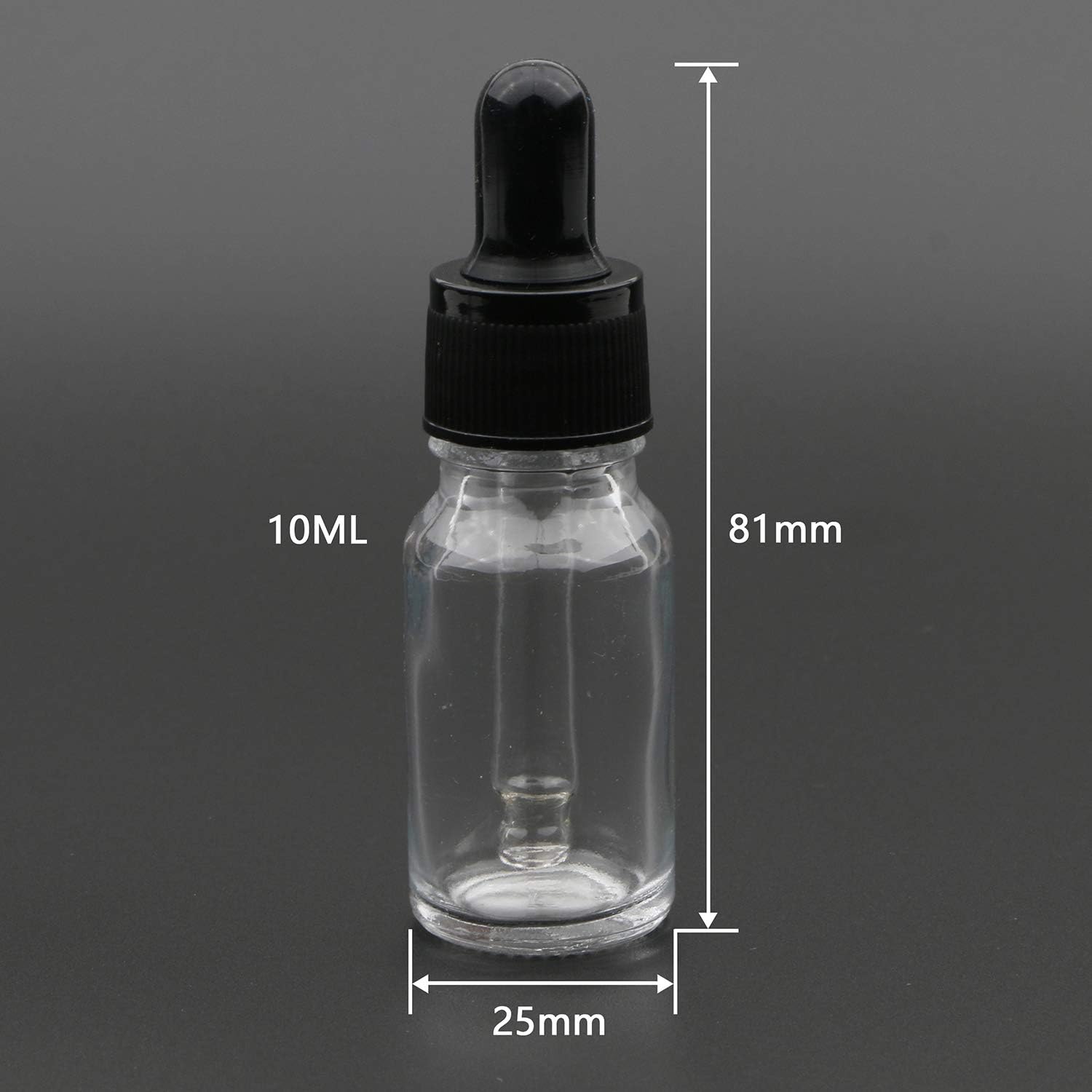 10ml Glass Bottles for Essential Oils Transparent/Clear Refillable Empty Bottle With Glass Dropper Black Cap for Screen Printing