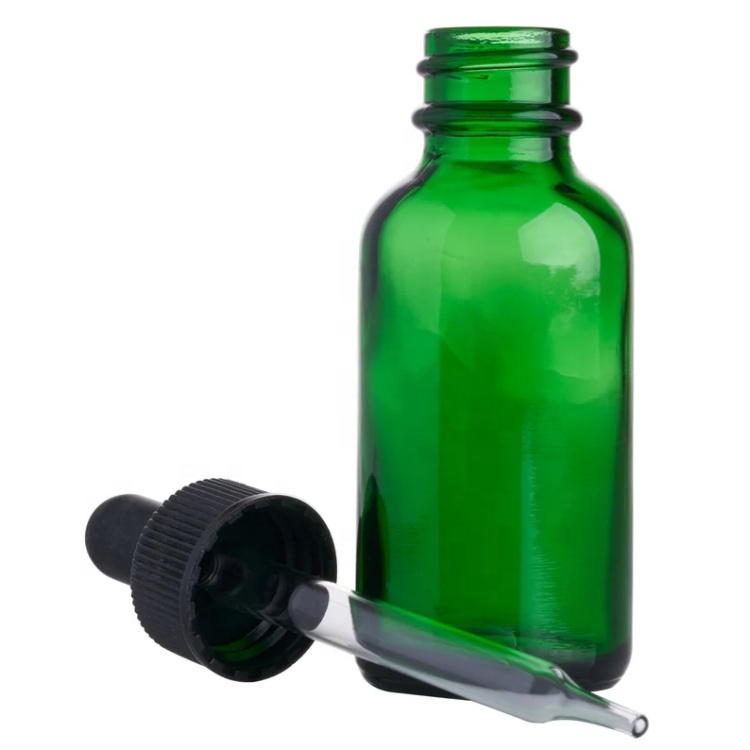 Wholesale Green 15ml 30ml 60 Ml 120ml 240ml Glass Boston Round Bottle With Dropper Cap