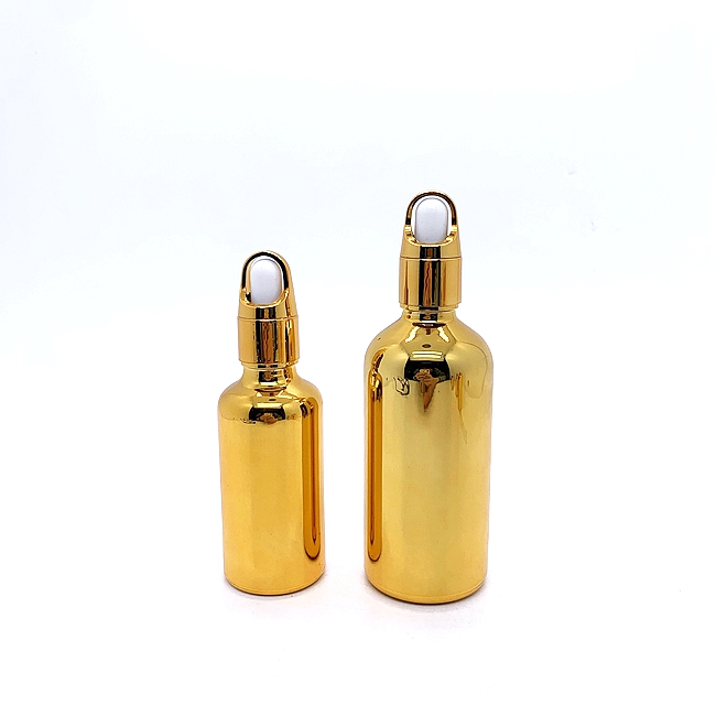 Electroplated Gold Essential Oil Bottle 20ml 30ml 50ml Small Gold Bottle Cosmetics Glass Bottle