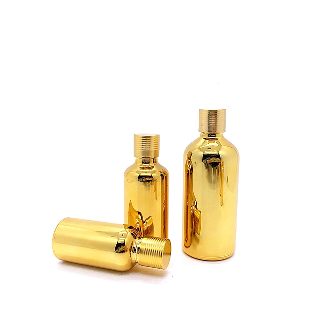 China Factory Hot Sale Luxury Gold Glass Bottle With Dropper Essential Oil Packaging for Cosmetic Serum and Hair Mascara