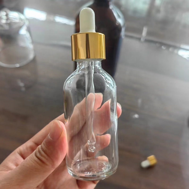 Transparent Glass Dropper Bottle With Gold Sliver Pipette 5ml 10ml 15ml 20ml 30ml 50ml 100ml Essential Oil Bottle
