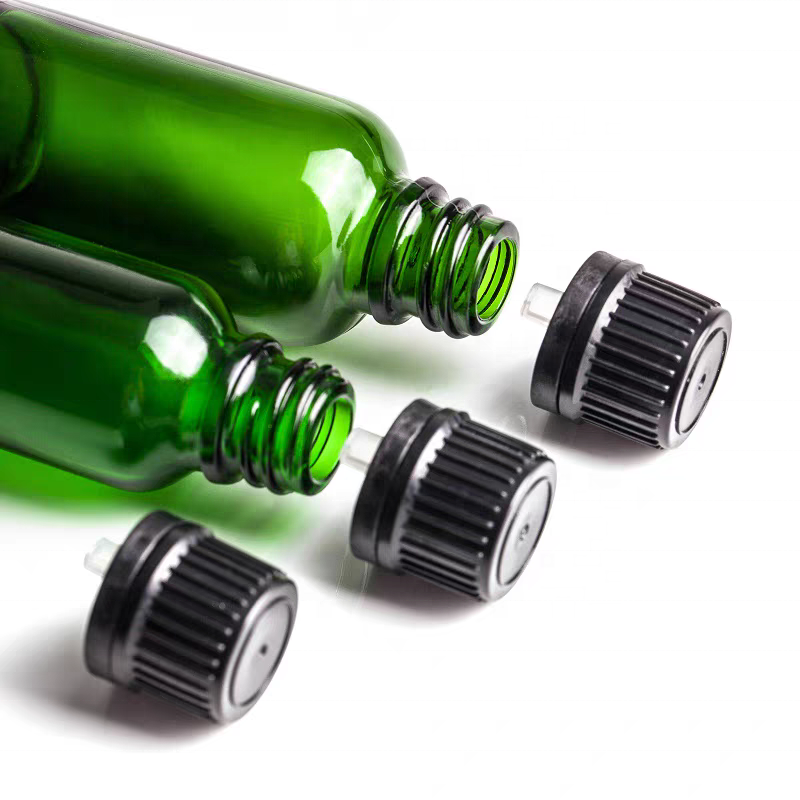 In Stock Empty Essential Oil Perfume Glass Bottle 1oz 2oz Green Color Glass Bottle for Essential Oil With Tamper Dropper Cap