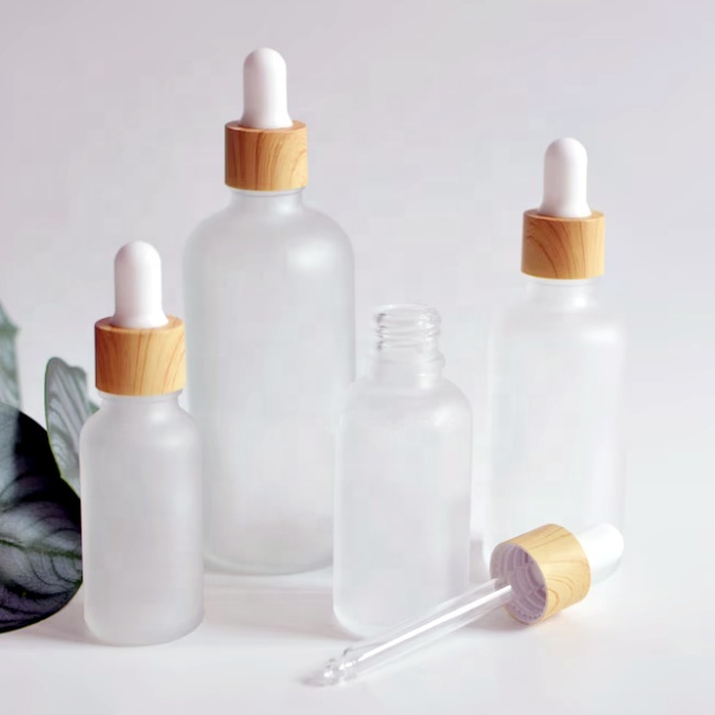 Custom 1oz 10ml 30ml 50ml 100ml Luxury Clear Matte Oil Glass Round Cosmetic Dropper Bottle 1/2 Oz 15ml