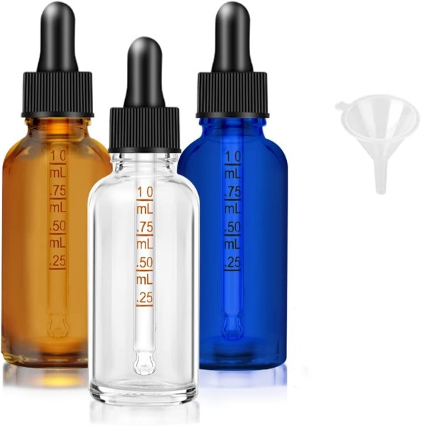 Empty Round Glass Dropper Bottle for Cosmetics Skin Care Essential Oils Perfumes Wigs-5ml 10ml 20ml 30ml 50ml 100ml Sizes