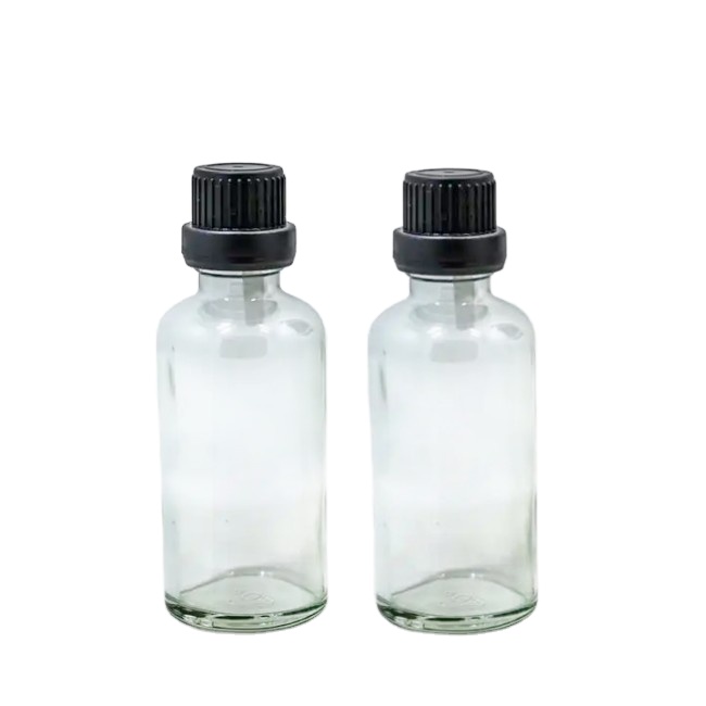 Empty Skin Care Clear Essential Oil Glass Dropper Bottle Custom Wholesale With Plastic Lid