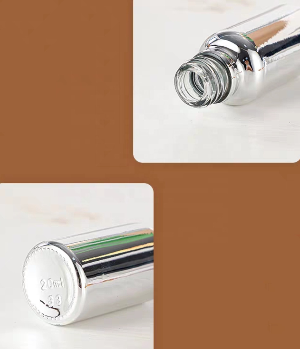 30ml 100ml 50ml Luxury Essential Oil Serum Sliver Dropper Glass Bottle Electroplating