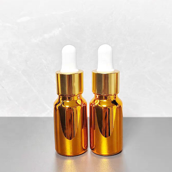 Electroplated Gold Essential Oil Bottle 5ml 10ml 20ml 30ml 50ml 100ml Small Gold Bottle Cosmetics Glass Dropper Bottle