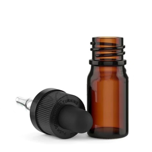 Child-Resistant 5ml 30ml Glass Tincture Bottles Black Ribbed Dropper Caps Shape Screen Printing Polishing Cream Serum Packaging
