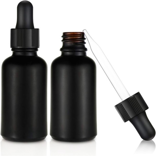 Matt Black Glass Bamboo Bottles 15ml 20ml 30ml 50ml 100ml Essential Oil Bottles Matte Black Wood Dropper Cosmetic Serum Use