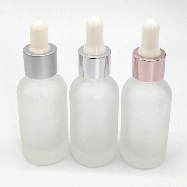 30ml Customizable Pink or Frosted Round Glass Bottle With Dropper for Face Serum Essential Oil Popular Choice for Cosmetics