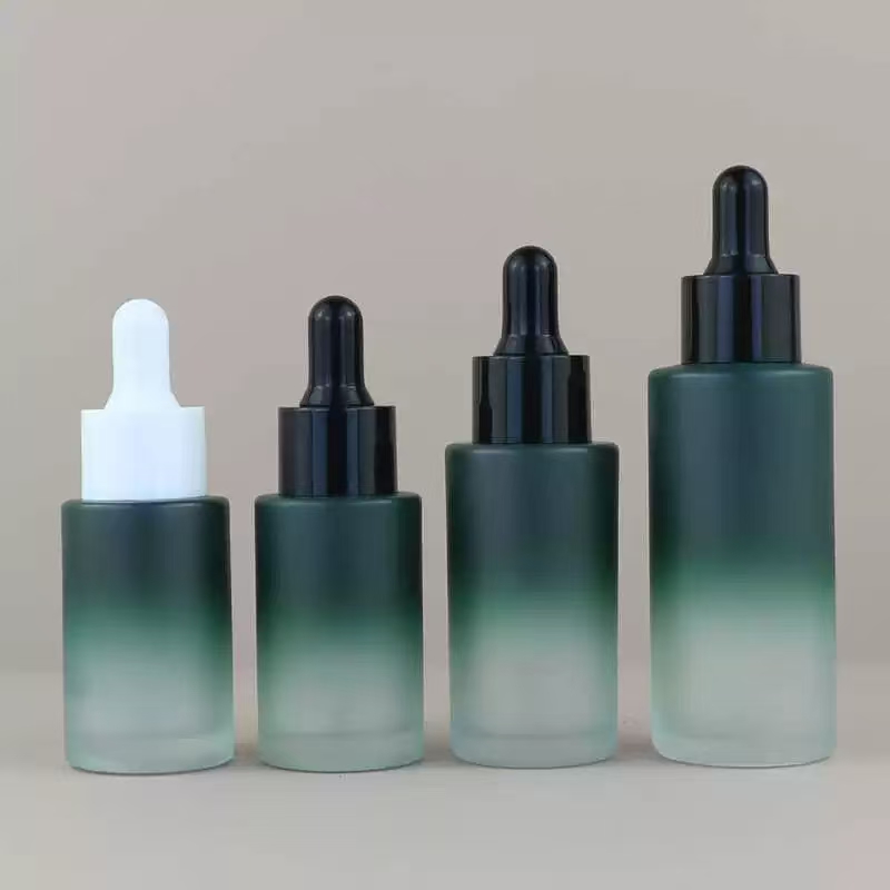 Custom Color 30 ml 1oz  Empty Essential Oil Bottle Round Glass Hair Oil Dropper Bottles With Plastic Dropper Lids