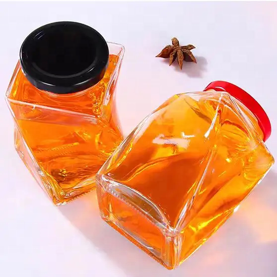 Thickened Honey Glass Jar Jam 500g High-quality Honey Bottle Twist Crystal White Glass Sealed Jar