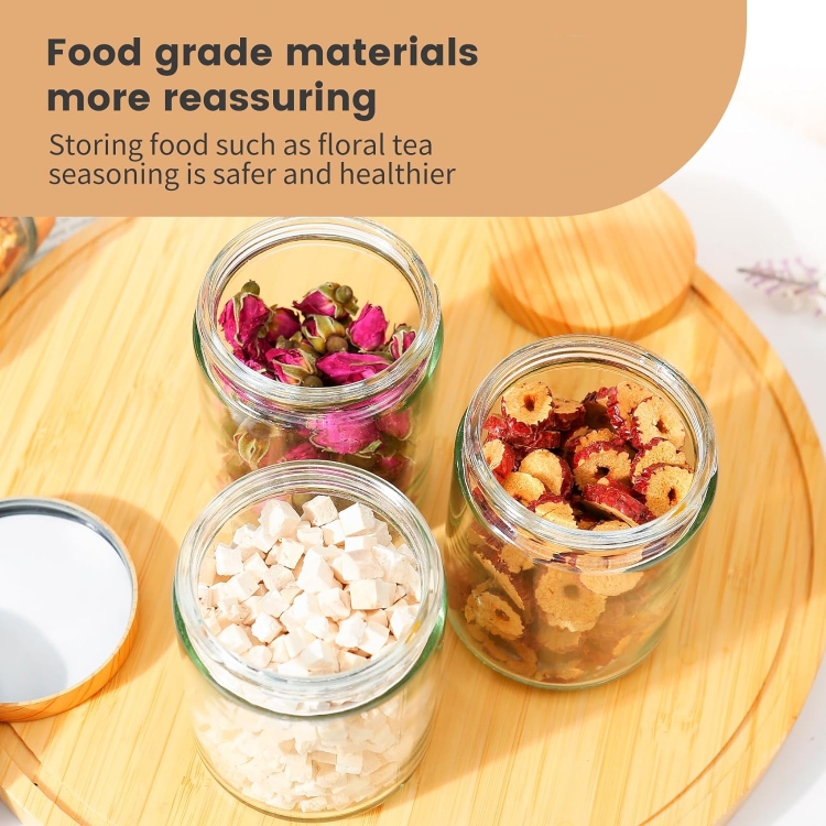 12 Pack 8oz 8 oz Thick Glass Jars With Lids, Clear Round Containers Empty Food Storage Containers for Candy , Canning, Spices