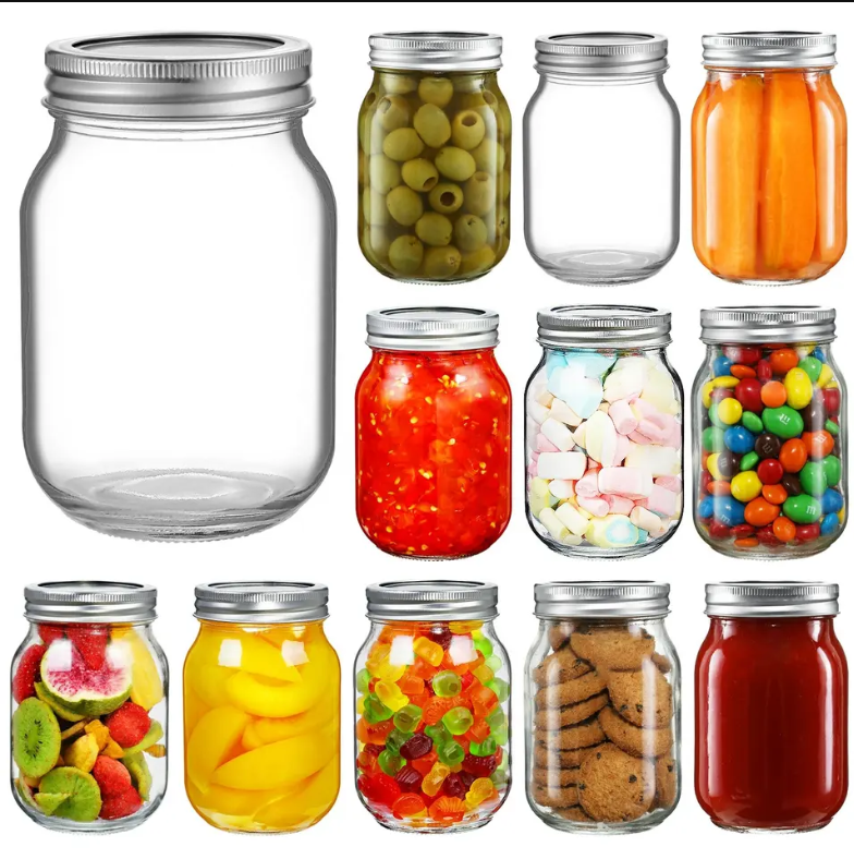 Customized Food Storage 16oz Mason Glass Jars Hot Sale Custom 150ml 300ml 500ml 1000ml Glass Jars With Lids