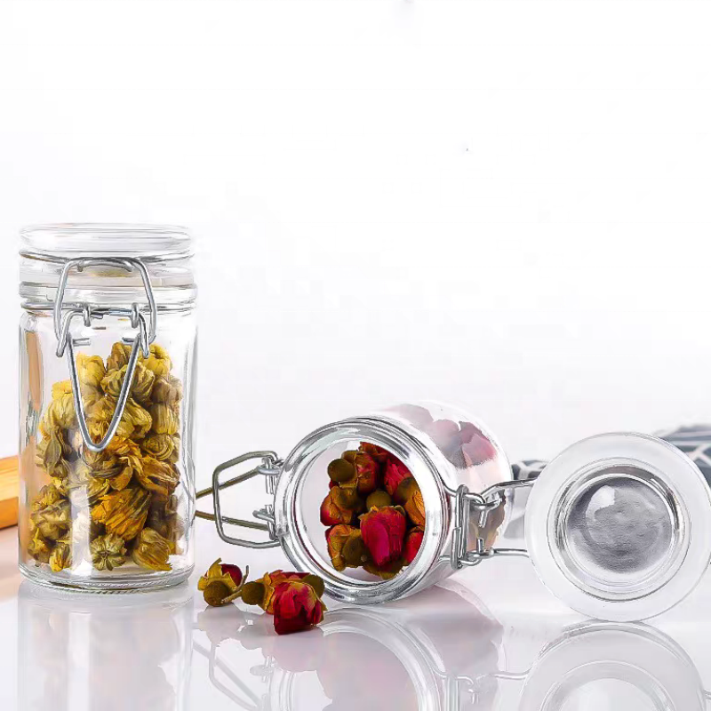 Wholesales Factory Price 500ml 16oz Glass Jar With Metal Clip/glass Storage Jar Bottle With Flip Top Cap for Sale