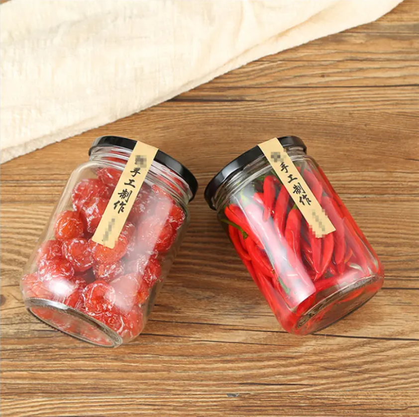 100ml 240ml 350ml 500ml 750ml 980ml Round Shape Honey Jam Pickles Glass Jar With Metal Lid