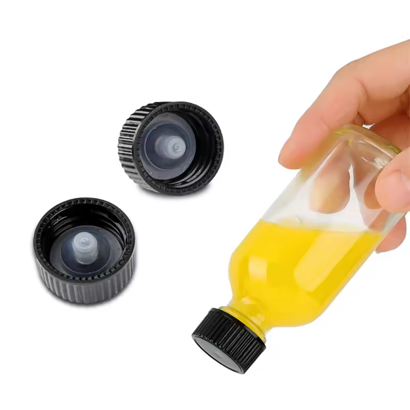 Small Mini 60ml 2oz Mini Liquid Ginger Oil Glass Juice Bottle Clear Empty Boston Round Shots Glass Bottles With Caps