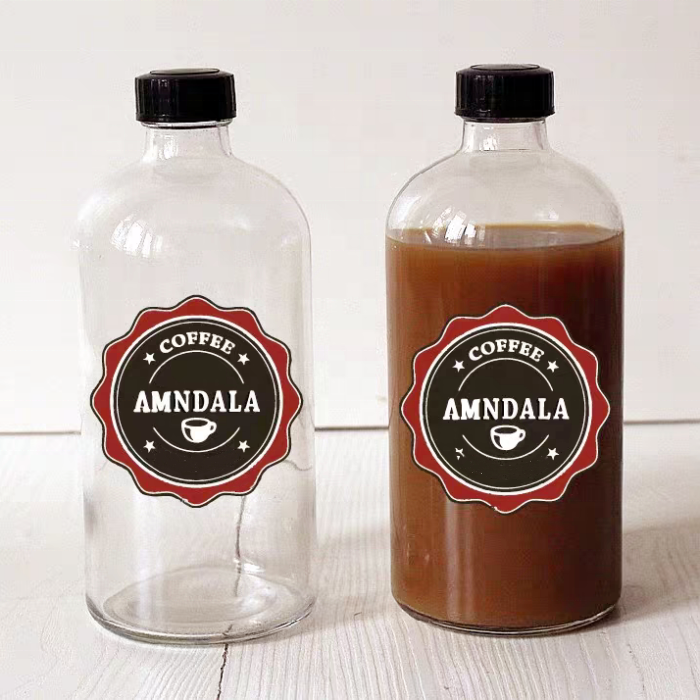 6oz 8oz 12oz 16oz Boston Round Beverage Fruit Juice Glass Bottle W/ Screw  Cap